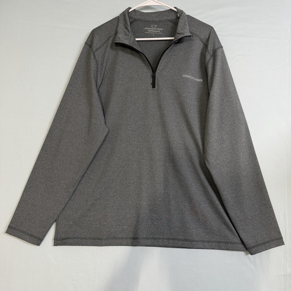 Vineyard Vines Size-L Mens Performance Gray 1/4 Zip Pullover Sankaty Golf Preppy